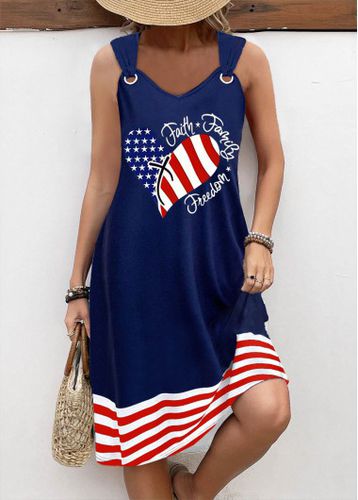 American Flag Navy Circular Ring A Line Sleeveless Dress - unsigned - Modalova