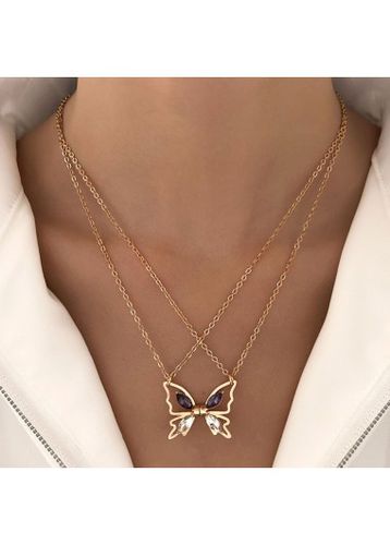 Rose Gold Butterfly Alloy Design Necklace - unsigned - Modalova