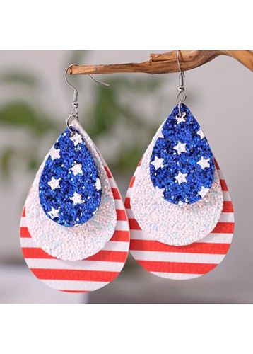 Layered American Flag Blue Teardrop Earrings - unsigned - Modalova