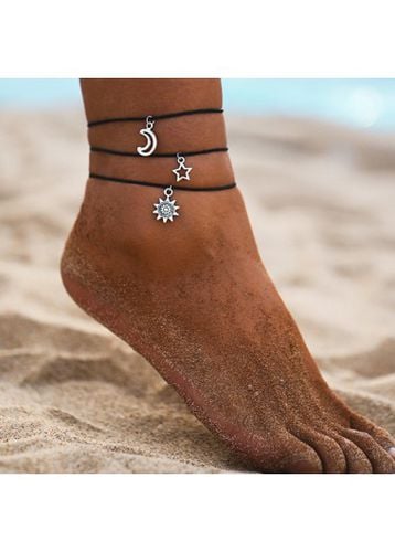 Silvery White Moon Alloy Anklets Set - unsigned - Modalova