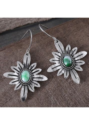 Mint Green Alloy Floral Bohemian Earrings - unsigned - Modalova