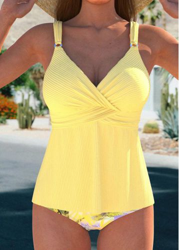 Surplice Tropical Plants Print Light Yellow Tankini Set - unsigned - Modalova