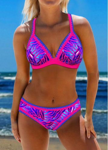 Hot Stamping Tie Back Bikini Set - unsigned - Modalova