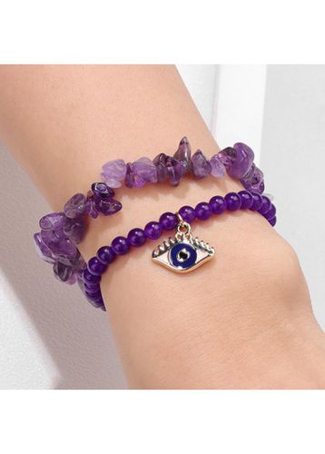 Violet Asymmetric Deisgn Crystal Bracelet Set - unsigned - Modalova