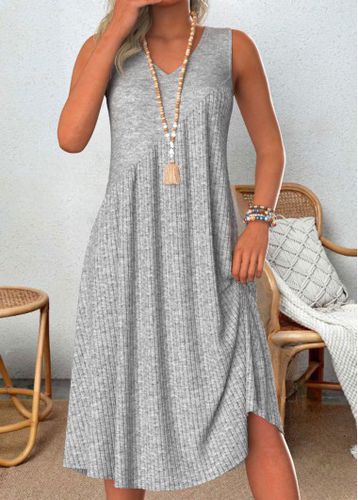 Light Grey Marl Patchwork A Line Sleeveless Dress - unsigned - Modalova