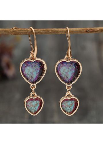 Gold Alloy Heart Design Bohemia Earrings - unsigned - Modalova