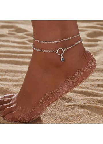 Patchwork Silvery White Round Alloy Anklets - unsigned - Modalova