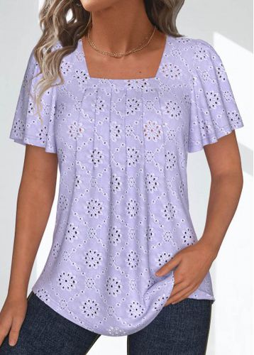 Light Purple Textured Fabric Short Sleeve T Shirt - unsigned - Modalova