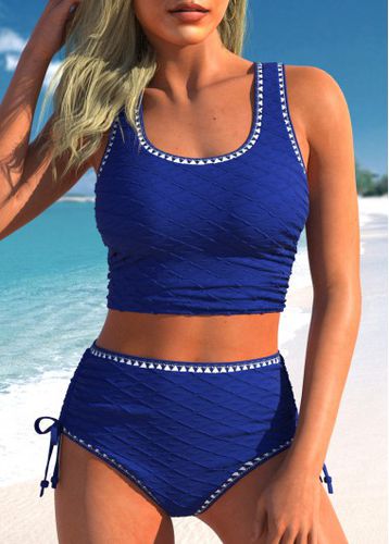 Scoop Neck Drawstring Royal Blue Bikini Set - unsigned - Modalova