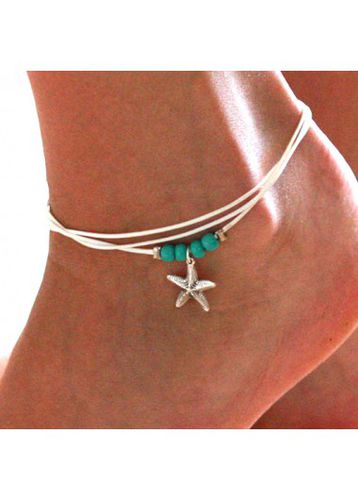 Mint Green Polyresin Layered Starfish Anklet - unsigned - Modalova