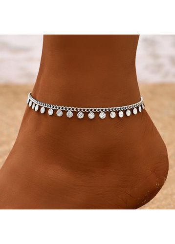 Silvery White Geometric Round Alloy Anklet - unsigned - Modalova