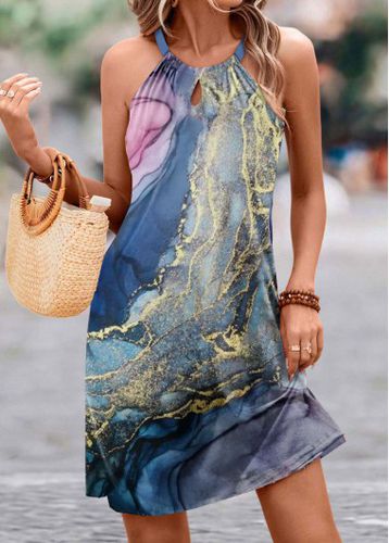 Multi Color Cut Out Tie Dye Print Sleeveless Dress - unsigned - Modalova
