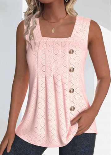 Light Pink Jacquard Sleeveless Square Neck Tank Top - unsigned - Modalova