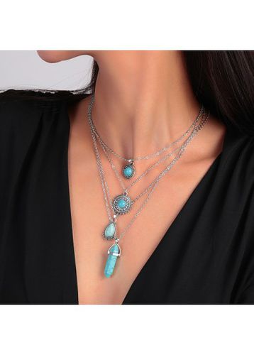 Mint Green Waterdrop Alloy Necklaces Set - unsigned - Modalova