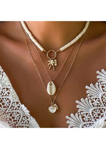 Gold Alloy Coconut Palm Layered Necklace - unsigned - Modalova