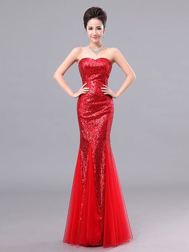 Mermaid Prom Dresses Long Sequin Evening Dress Strapless Cameo Pink Formal Gowns - milanoo.com - Modalova