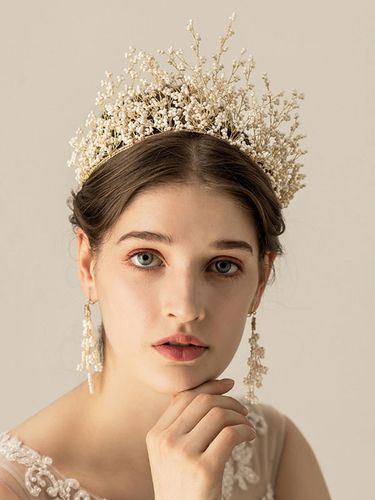 Headpieces Wedding Headwear Earrings Metal Pearl Bridal Hair Accessories - milanoo.com - Modalova
