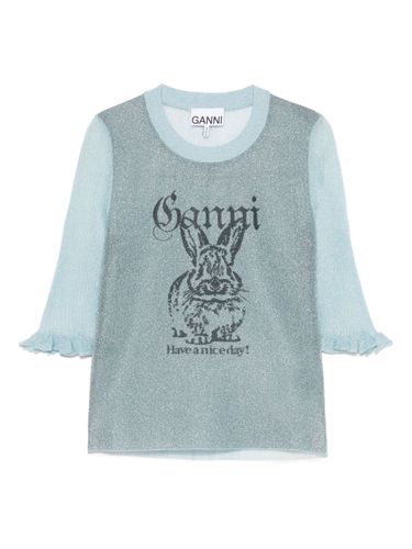 GANNI Bunny Crewneck Top - GANNI - Modalova