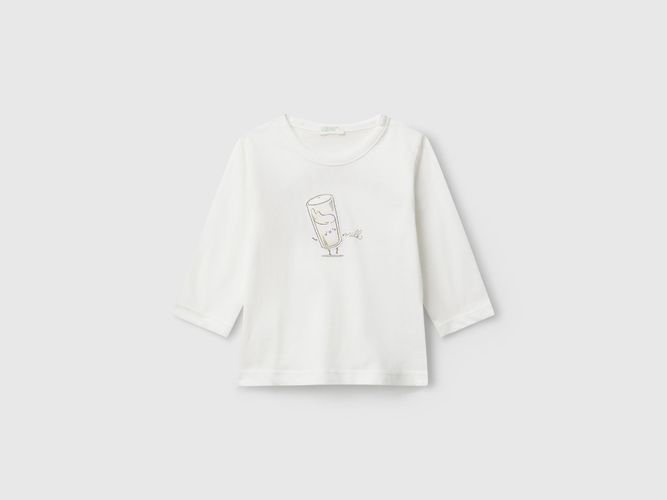 Benetton, T-shirt Avec Imprimé Et Patch, Taille: 0-1, Crème, Enfants - United Colors of Benetton - Modalova