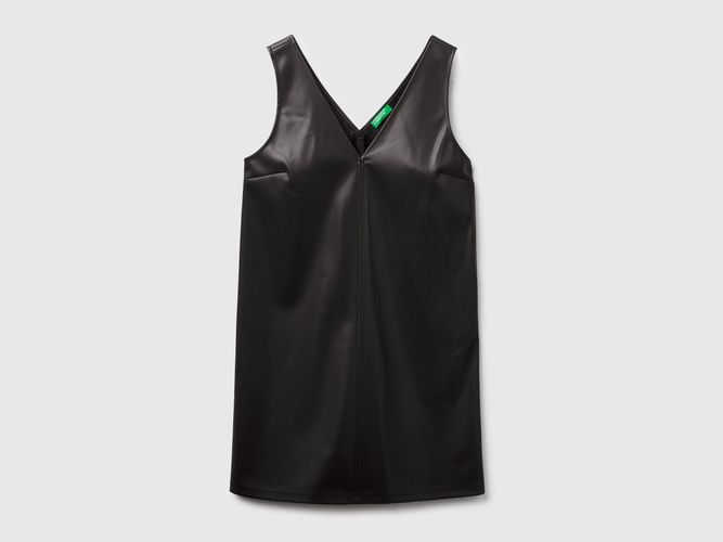 Benetton, Robe Col V En Tissu Enduit, Taille: M, Noir - United Colors of Benetton - Modalova
