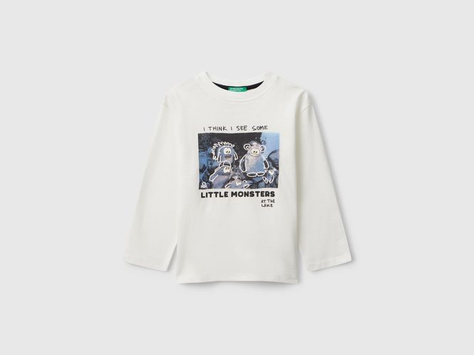 Benetton, T-shirt Imprimé Monstre, Taille: 12-18, Crème, Enfants - United Colors of Benetton - Modalova