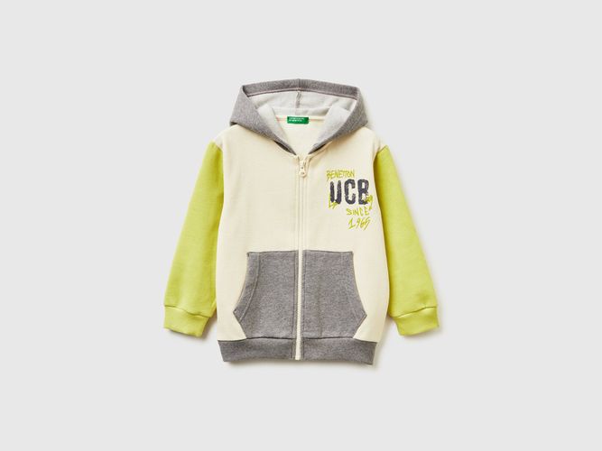 Benetton, Sweat À Capuche Zippé, Taille: 12-18, Crème, Enfants - United Colors of Benetton - Modalova