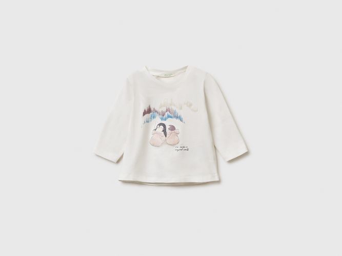 Benetton, T-shirt Avec Imprimé Pailleté, Taille: 0-1, Crème, Enfants - United Colors of Benetton - Modalova