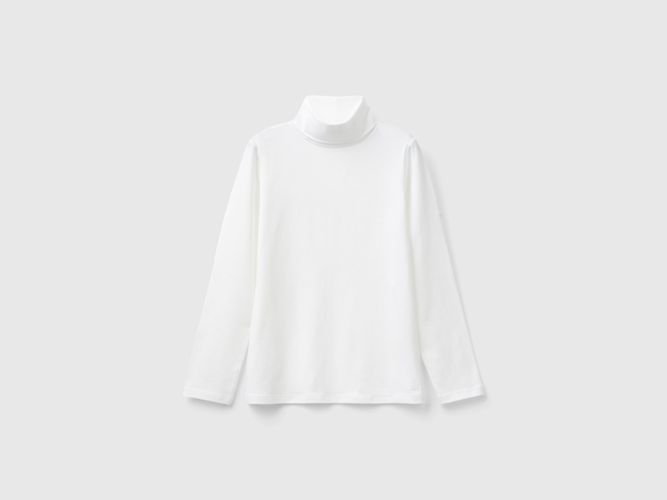 Benetton, T-shirt Extensible À Col Montant, Taille: 2XL, Crème, Enfants - United Colors of Benetton - Modalova