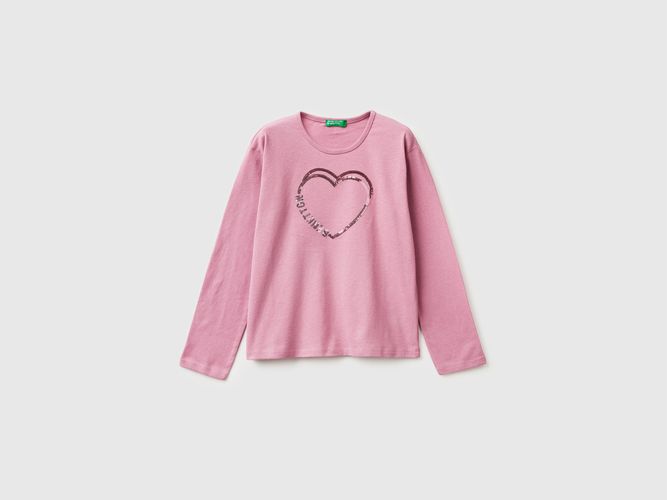 Benetton, T-shirt En Coton Chaud À Paillettes, Taille: 2XL, Rose, Enfants - United Colors of Benetton - Modalova