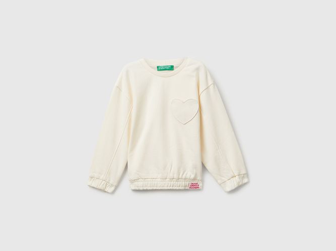 Benetton, Sweat-shirt Avec Patch Coeur, Taille: 12-18, Crème, Enfants - United Colors of Benetton - Modalova