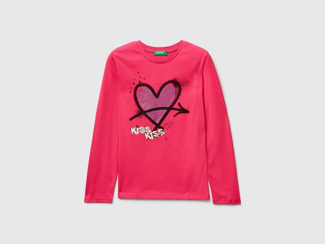 Benetton, T-shirt Imprimé Pailleté, Taille: 2XL, , Enfants - United Colors of Benetton - Modalova