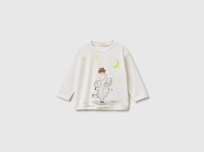 Benetton, T-shirt Avec Imprimé Lumineux, Taille: 1-3, Crème, Enfants - United Colors of Benetton - Modalova