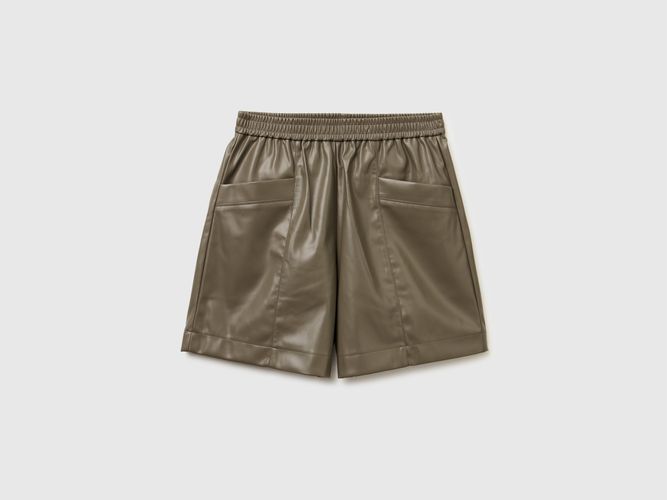 Benetton, Bermuda En Tissu Enduit, Taille: M, Kaki - United Colors of Benetton - Modalova