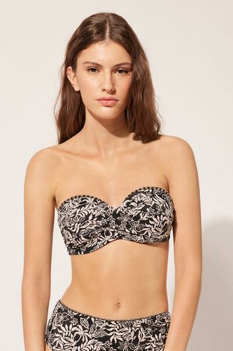 Bandeau Relleno Ligero Bikini Botanic Black and White Mujer Velikost 7 - Calzedonia - Modalova