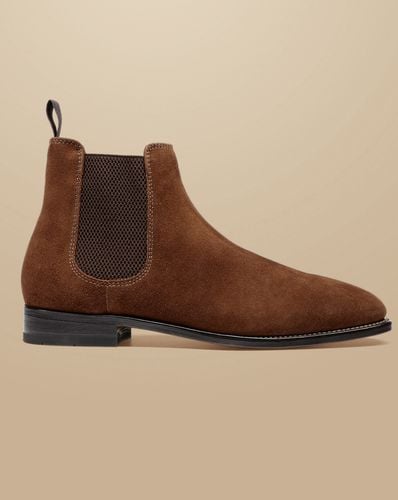 Men's Suede Chelsea Boots - Walnut , 12 R by - Charles Tyrwhitt - Modalova