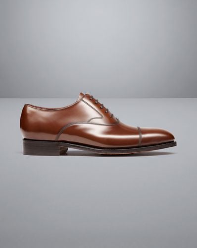 Men's Made In England High-Shine Leather Oxford Shoes - Dark Tan , 11 R by - Charles Tyrwhitt - Modalova