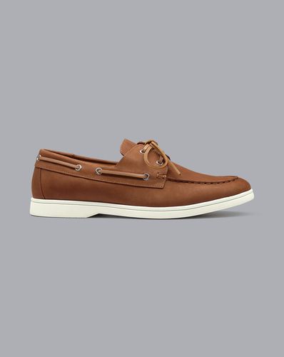 Men's Nubuck Boat Shoes - Tobacco , 7 R by - Charles Tyrwhitt - Modalova