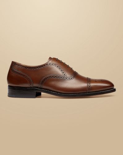 Men's Leather Oxford Brogue Shoes - Dark Tan , 10.5 R by - Charles Tyrwhitt - Modalova