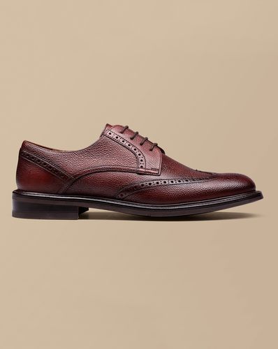 Men's Leather Grain Derby Brogue Shoes - Chestnut , 8 R by - Charles Tyrwhitt - Modalova