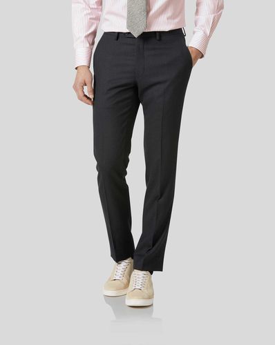Men's Birdseye Travel Suit Trousers - Charcoal Black , 32/32 by - Charles Tyrwhitt - Modalova