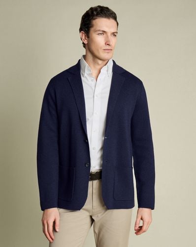 Men's Merino Blazer - Navy, Large by - Charles Tyrwhitt - Modalova