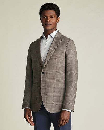 Men's Luxury Italian Checkered Wool Jacket - Mocha , 38R by - Charles Tyrwhitt - Modalova