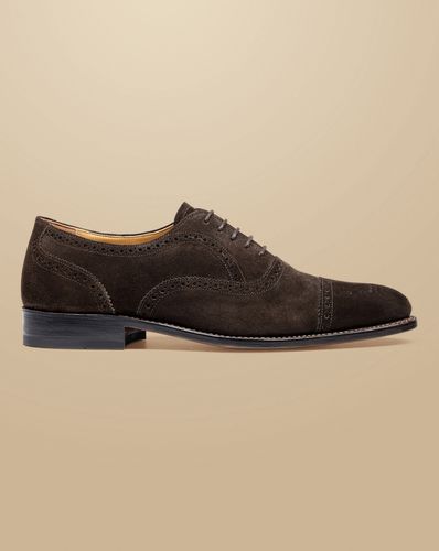 Men's Suede Oxford Brogue Shoes - Dark Chocolate , 10 R by - Charles Tyrwhitt - Modalova