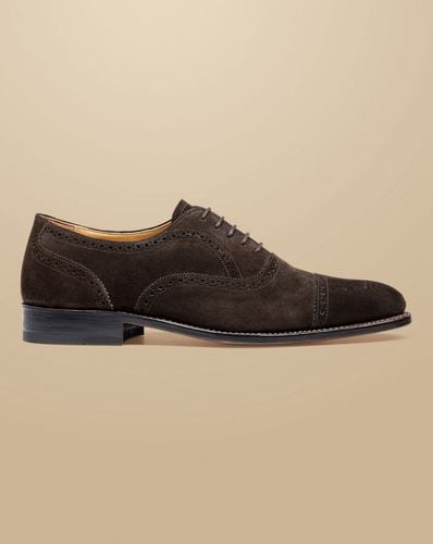 Men's Suede Oxford Brogue Shoes - Dark Chocolate , 9 R by - Charles Tyrwhitt - Modalova