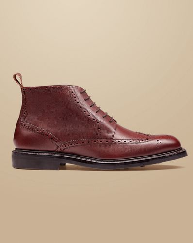 Men's Leather Brogue Boots - Chestnut , 10 R by - Charles Tyrwhitt - Modalova