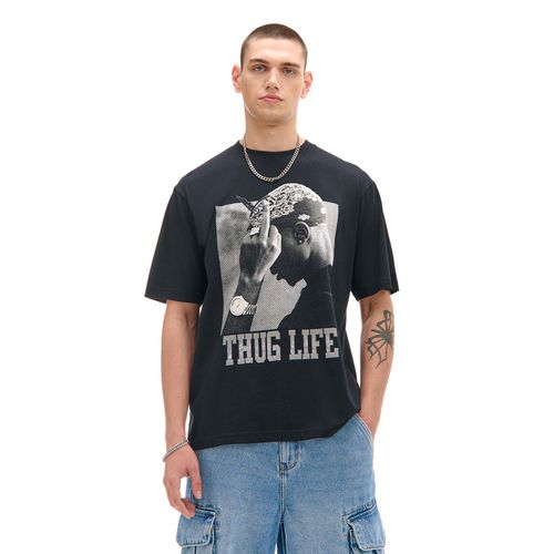 Camiseta negra con estampado Tupac Shakur - Cropp - Modalova