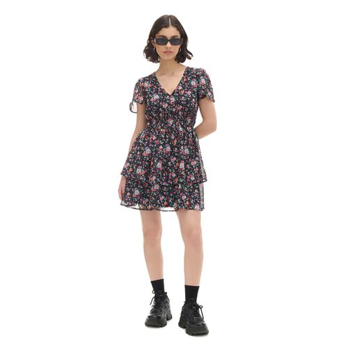 Cropp - Vestido de flores - Negro - Cropp - Modalova