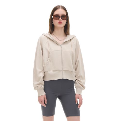 Top da jogging con zip e cappuccio - Cropp - Modalova