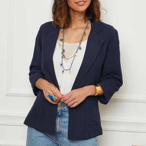 Navy Linen Jacket - LE MONDE DU LIN - Modalova