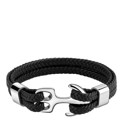 Silver Plated Anchor Multi Leather Bracelet - Stephen Oliver - Modalova